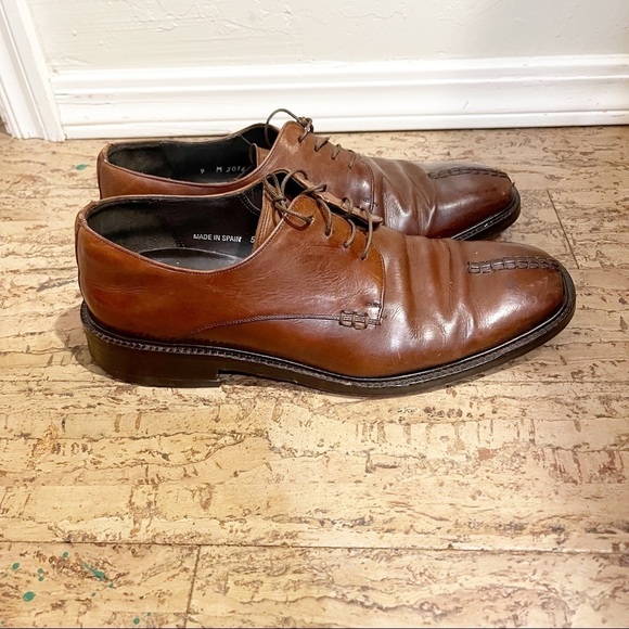 Mezlan Brown Leather Split Toe Oxford Spain 9 M - Picture 3 of 9